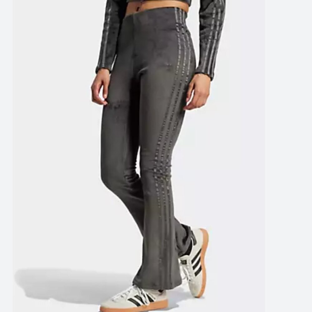 BEBE Ciara corduroy track pants flare leg womens size L Black